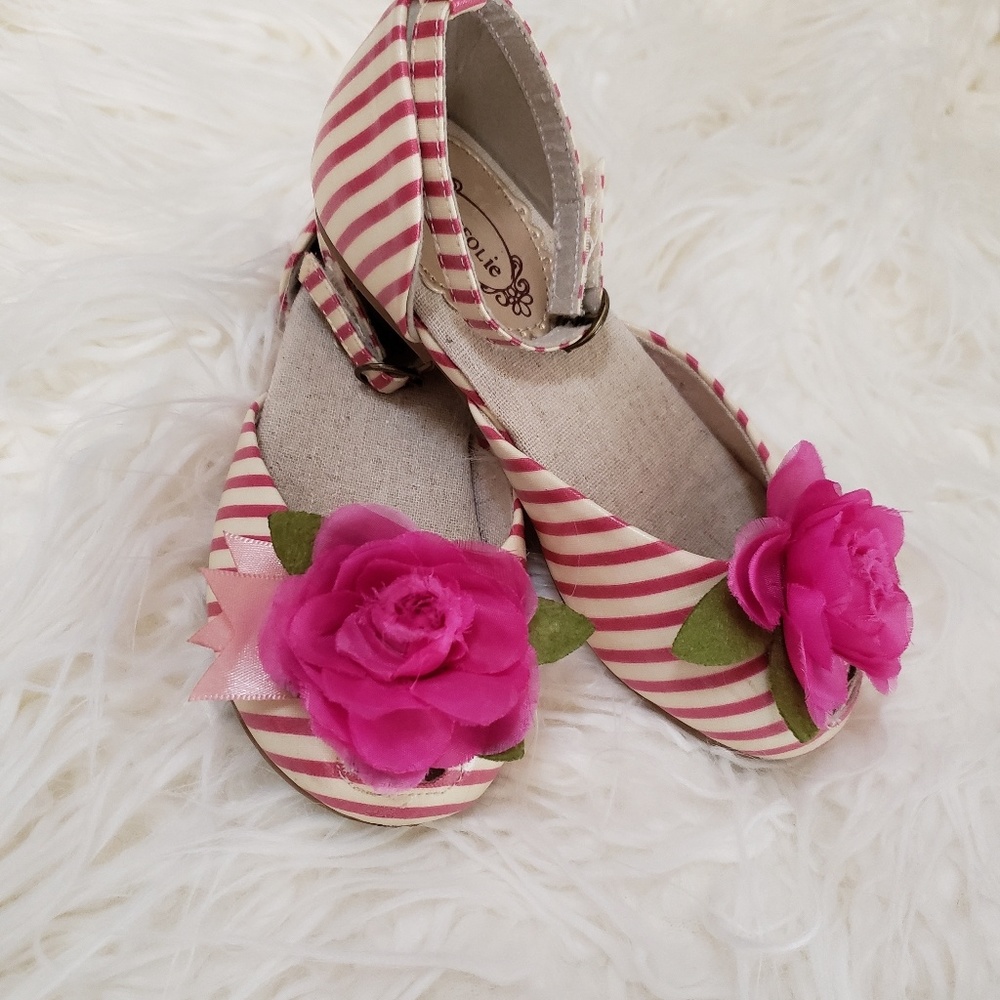 Joyfolie pink and cream stripe shoes sz.11